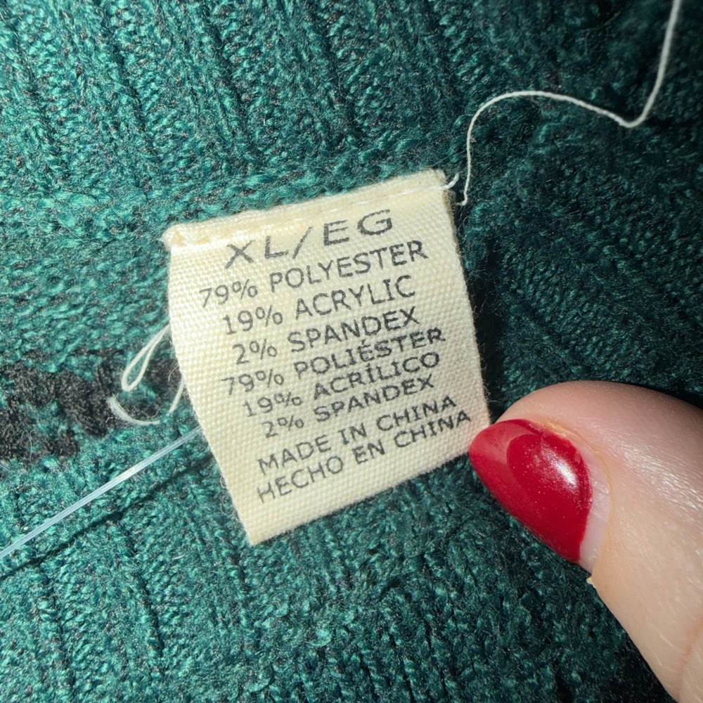 Weatherproof Teal and Gray Patterned Sweater - image 5